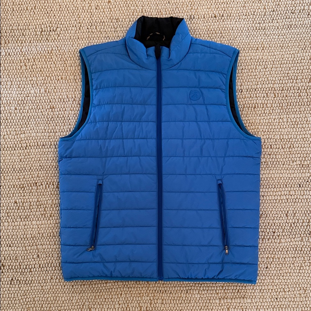 Brooks Brothers Bright Blue Quilted Puffer Vest - Full Zip reversible vest
